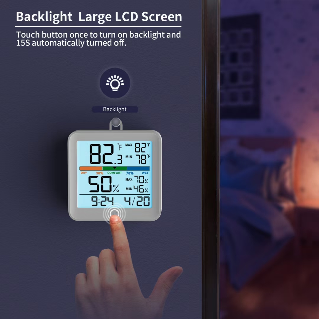 Registrador de Datos Digital de Pared con Pantalla LCD Grande, Alimentado por Batería, Estación de Temperatura y Humedad de Plástico - Imagen 4