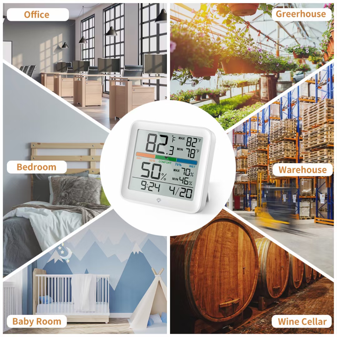 Registrador de Datos Digital de Pared con Pantalla LCD Grande, Alimentado por Batería, Estación de Temperatura y Humedad de Plástico - Imagen 3