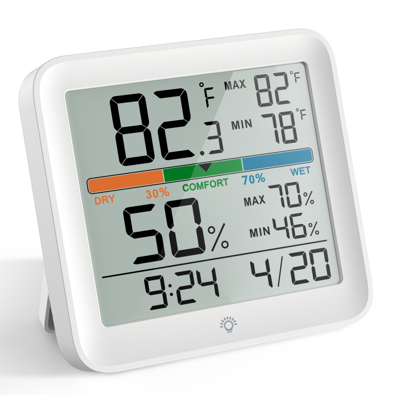 Registrador de Datos Digital de Pared con Pantalla LCD Grande, Alimentado por Batería, Estación de Temperatura y Humedad de Plástico - Imagen 2